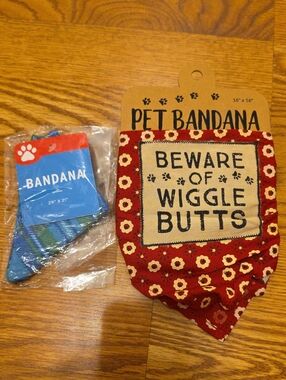 "Beware of Wiggle Butts" - Red Floral Dog Bandana